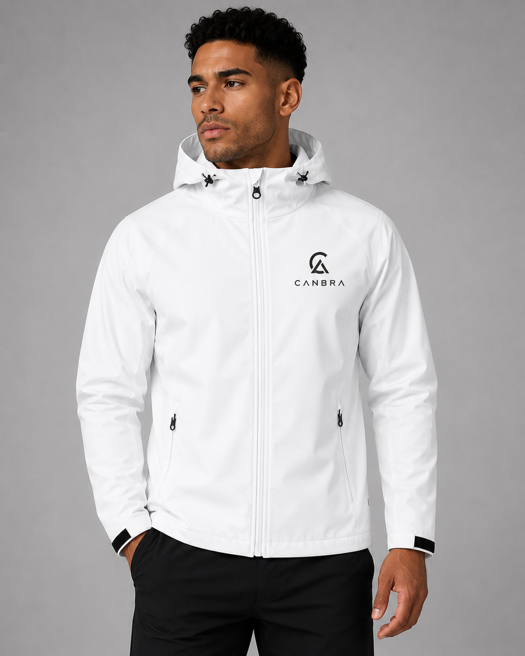 Men White Canbra Performance waterproof Jacket