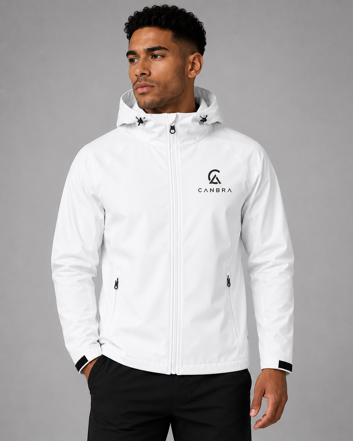 Men White Canbra Performance waterproof Jacket