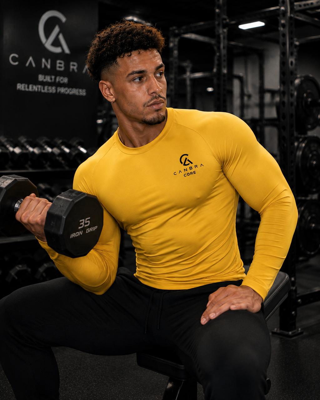 Men's long sleeve Compression Shirt yellow